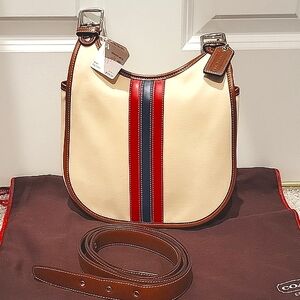 NWT Coach Rare Vintage Varsity Striped Denim Crossbody Bag 6867